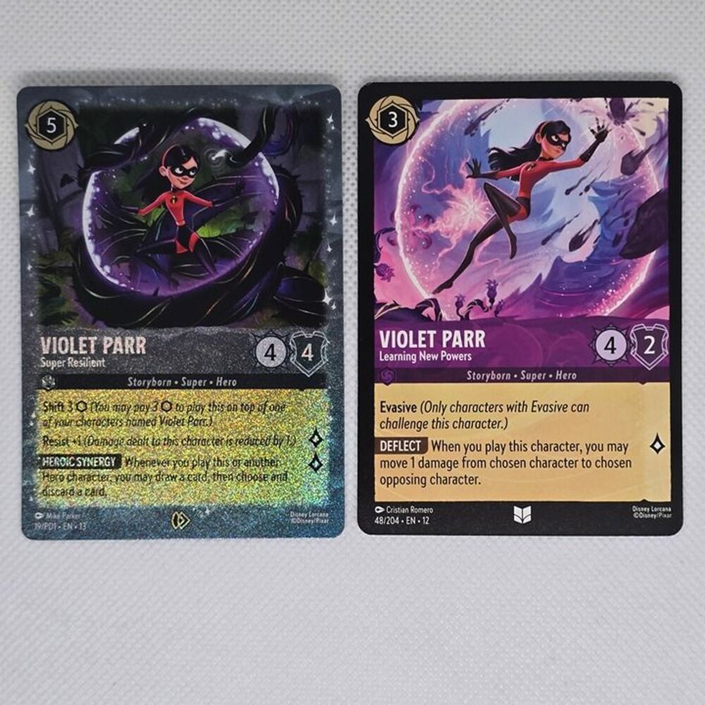 Disney Lorcana Violet Parr 19/PD1 Promo Attack of the Vine & #19  Wilds Uknown